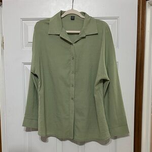 Green button down top